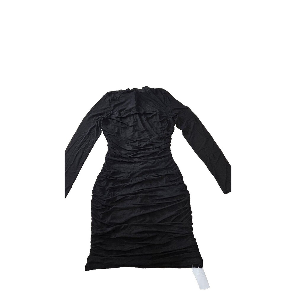 NWT Yousify Black Long Sleeves Mock Neck Pullover Women's Bodycon Dress Size L